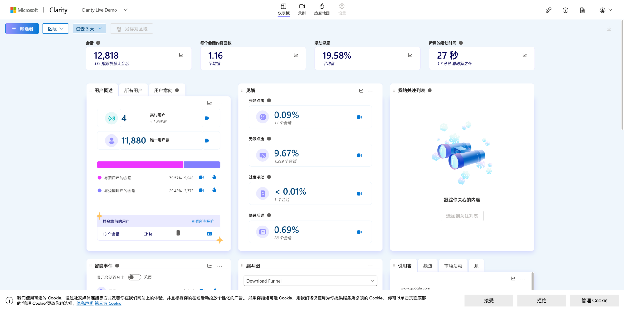 Clarity 用户行为分析