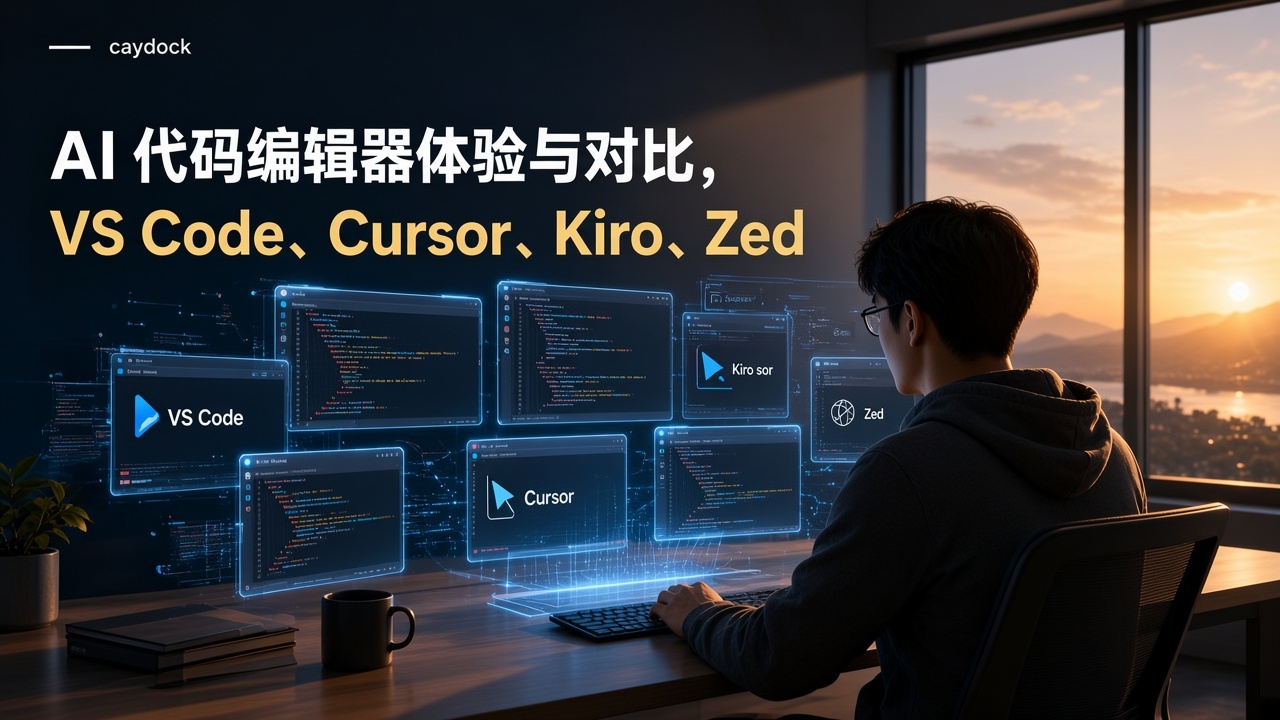 AI 代码编辑器使用体验与对比：VS Code、Cursor、Kiro、Zed 实测